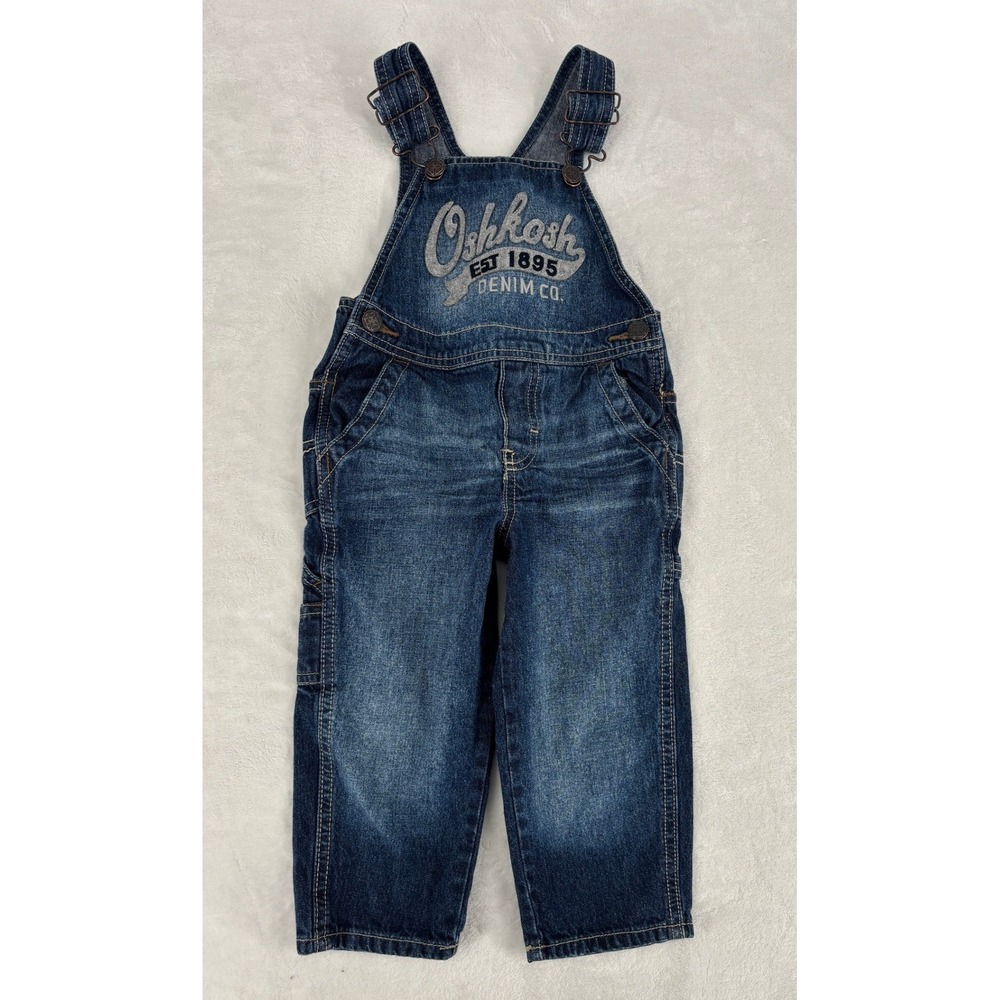 OshKosh B’gosh Denim Overalls 2T Blue Vestbak Logo Classic Workwear Toddler
